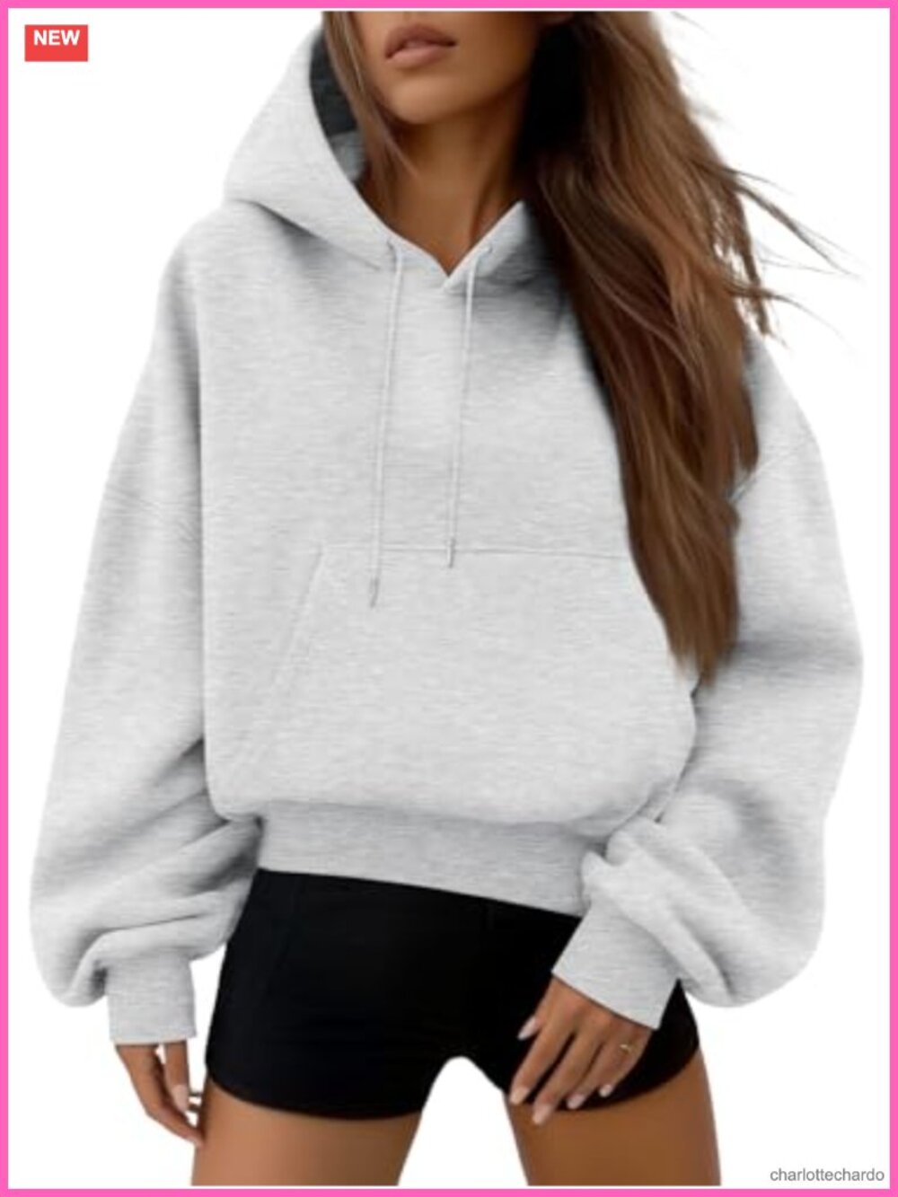 Cropped Hoodie Y2K Cotton Blend Pullover